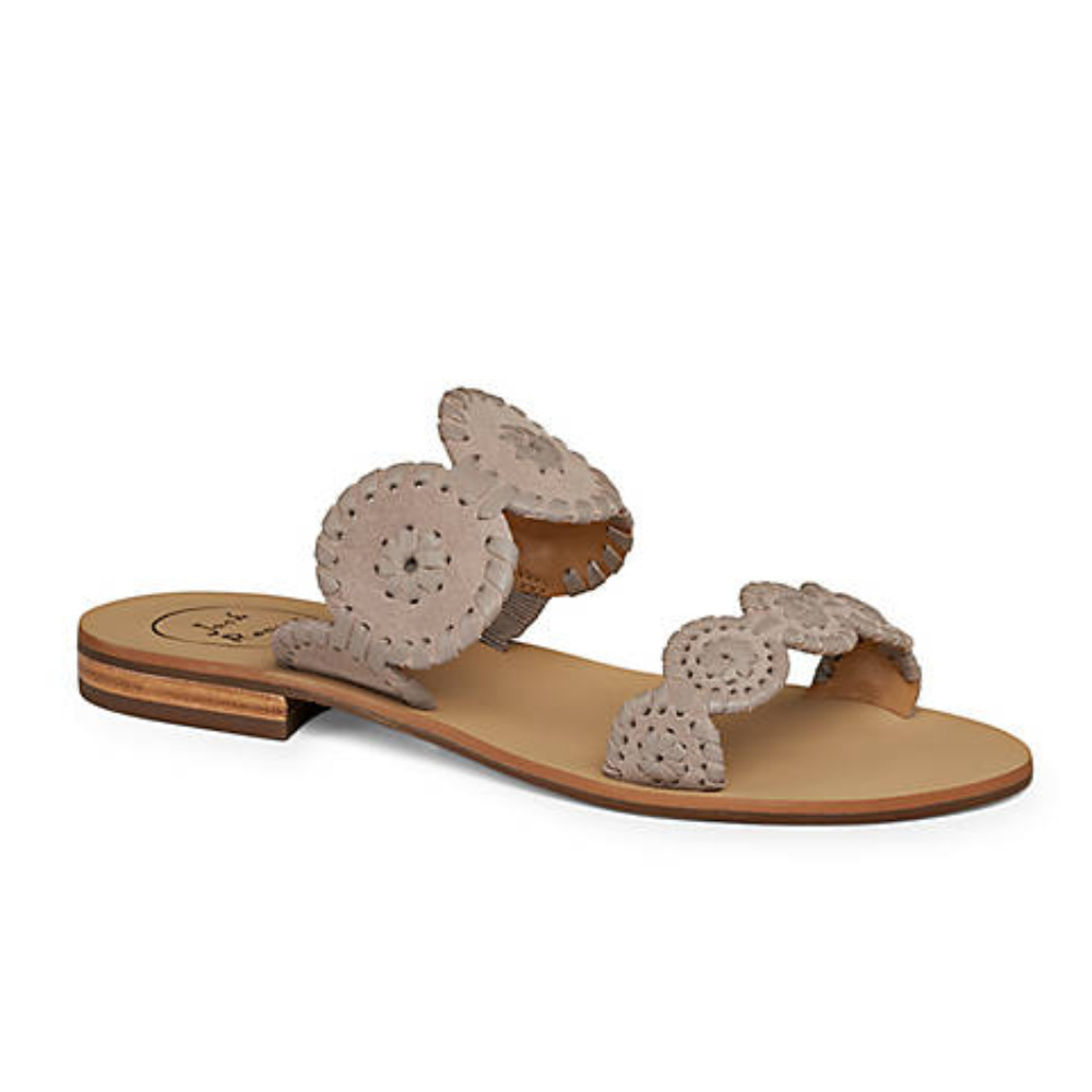 JACK ROGERS Leather Whipstitch Slide Sandals Size 7 NWT